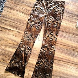 Silky High-Waist Snakeskin-print Flare Pants